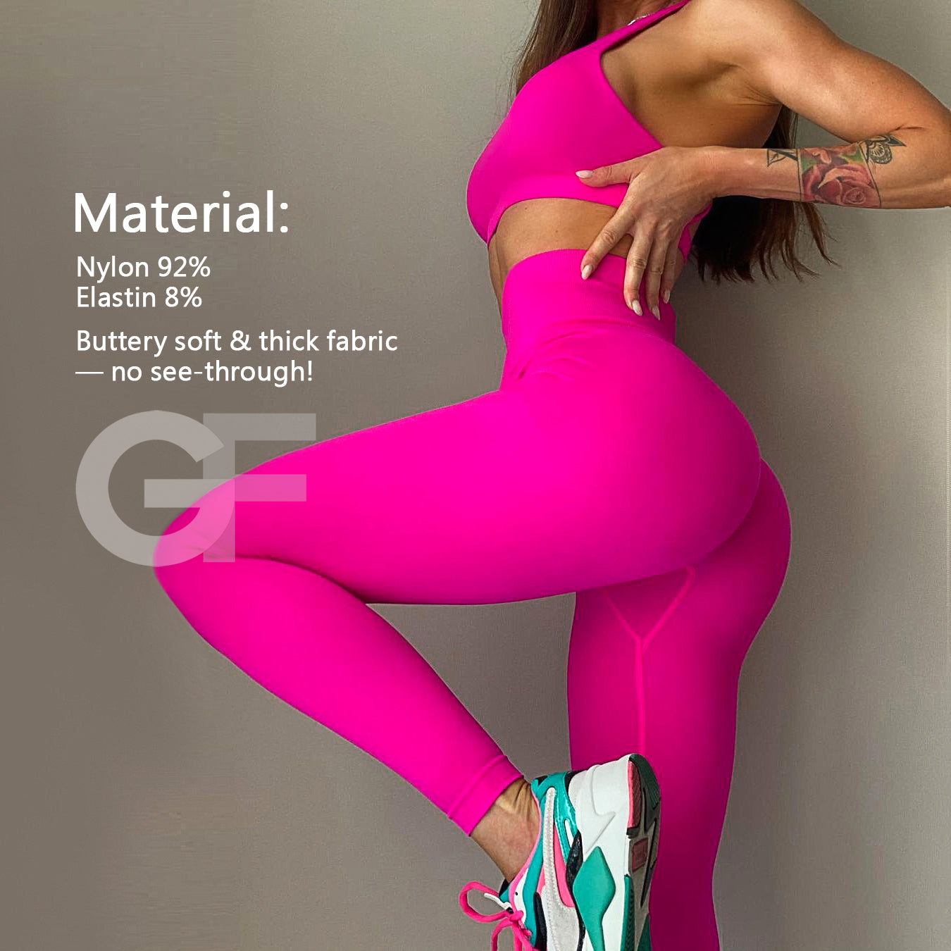 Buttery soft two piece activewear set with crop top and high waisted leggings