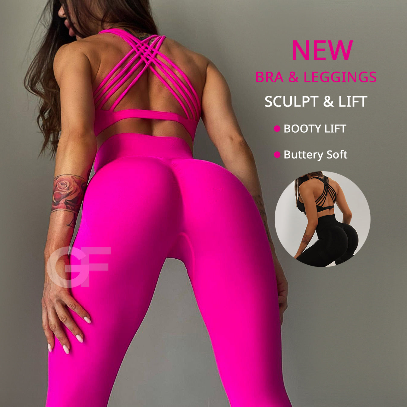 Buttery soft two piece activewear set with crop top and high waisted leggings