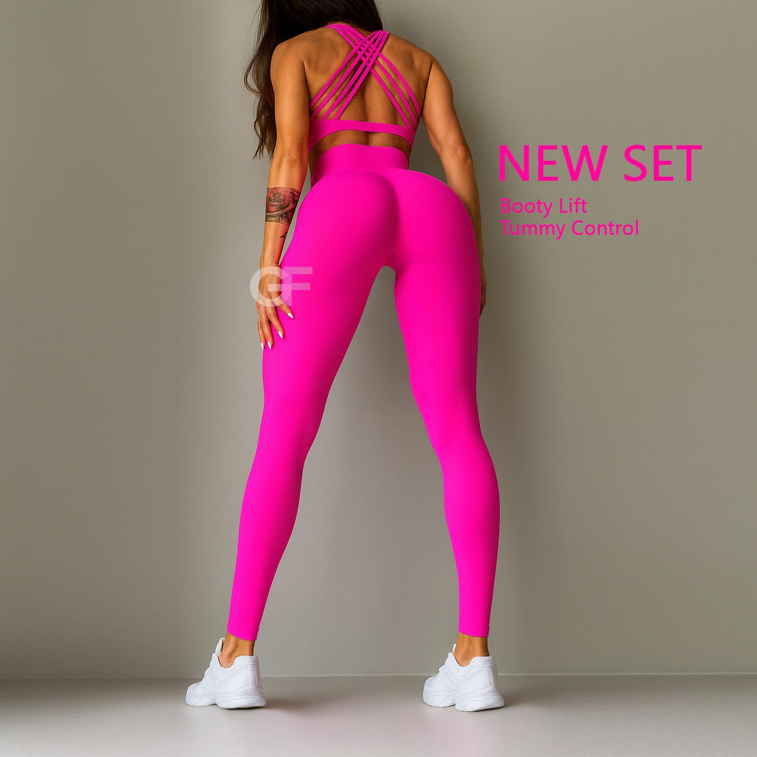 Buttery soft two piece activewear set with crop top and high waisted leggings
